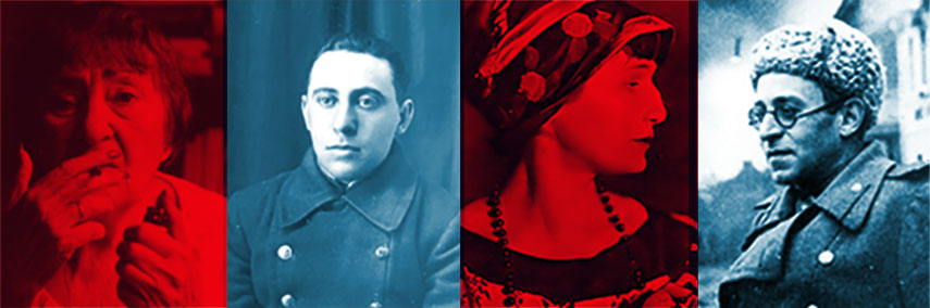 Image depicting Lisnyanskaya (Lipkin's wife and poet in her own right), Lipkin, Akhmatova and Grossman.